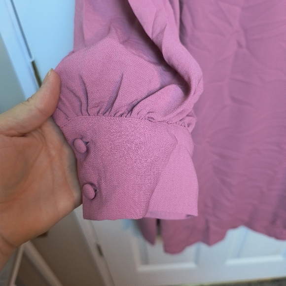 Women's Balloon Long Sleeve Dress - Prologue Sz M Cottagecore Dusty Rose Pink - Picture 6 of 10